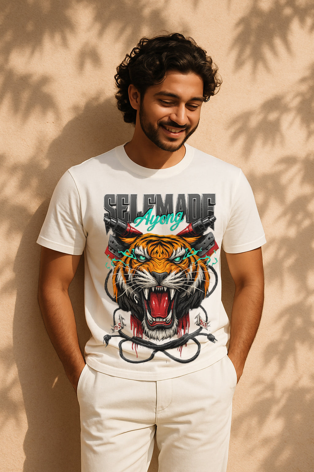 “Selfmade Tiger” Roaring Graphic T-Shirt – 100% Cotton Regular Fit Streetwear Tee