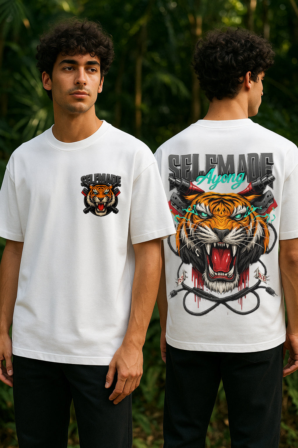 Tiger Graphic “Selfmade” Oversized Streetwear T-Shirt – Premium 240 GSM Cotton