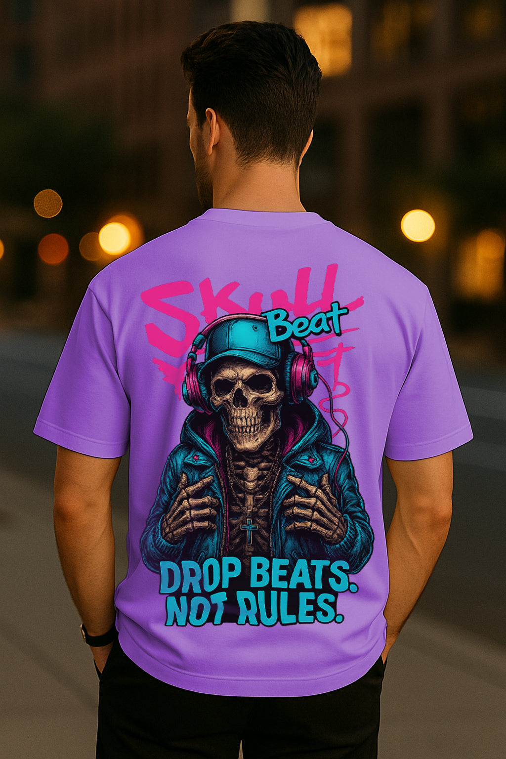 DJ Skull Oversized Streetwear Tee – Heavyweight 240 GSM Terry Cotton