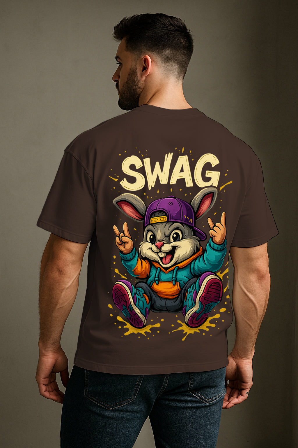Oversized Swag Bunny Graphic T-Shirt