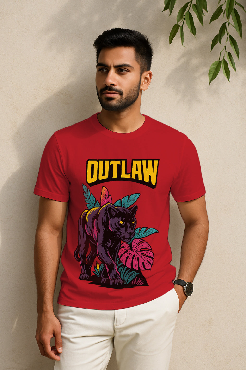 “Outlaw Panther” Jungle Graphic T-Shirt – 100% Cotton Regular Fit Streetwear Tee