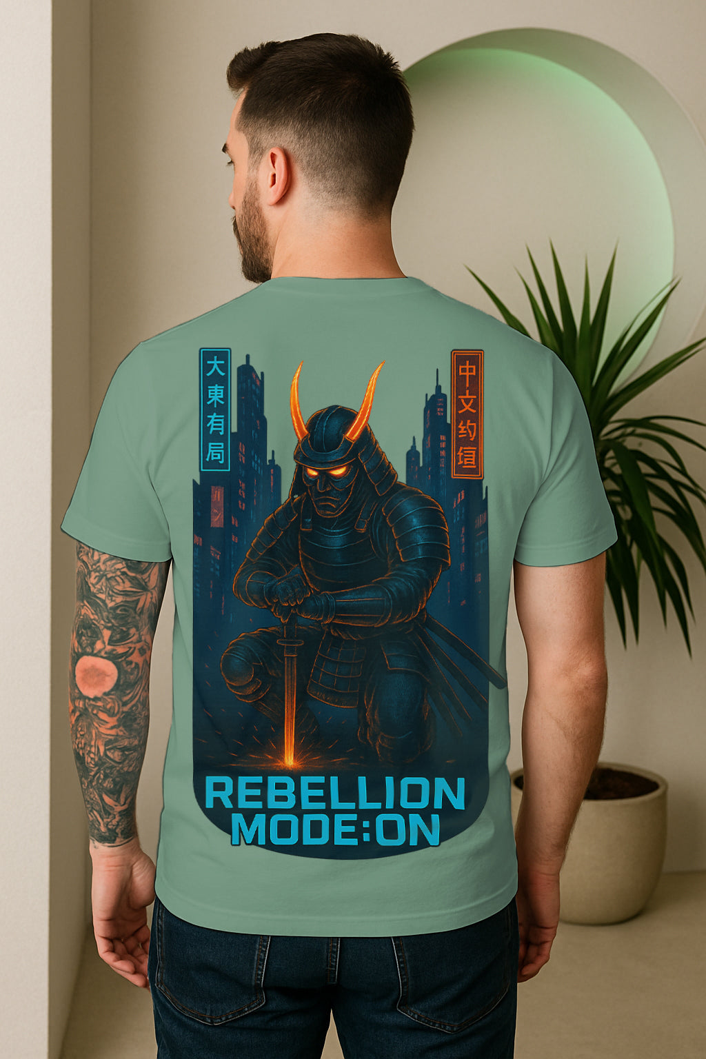 Rebellion Mode: ON Samurai Graphic T-Shirt | 100% Cotton Regular Fit