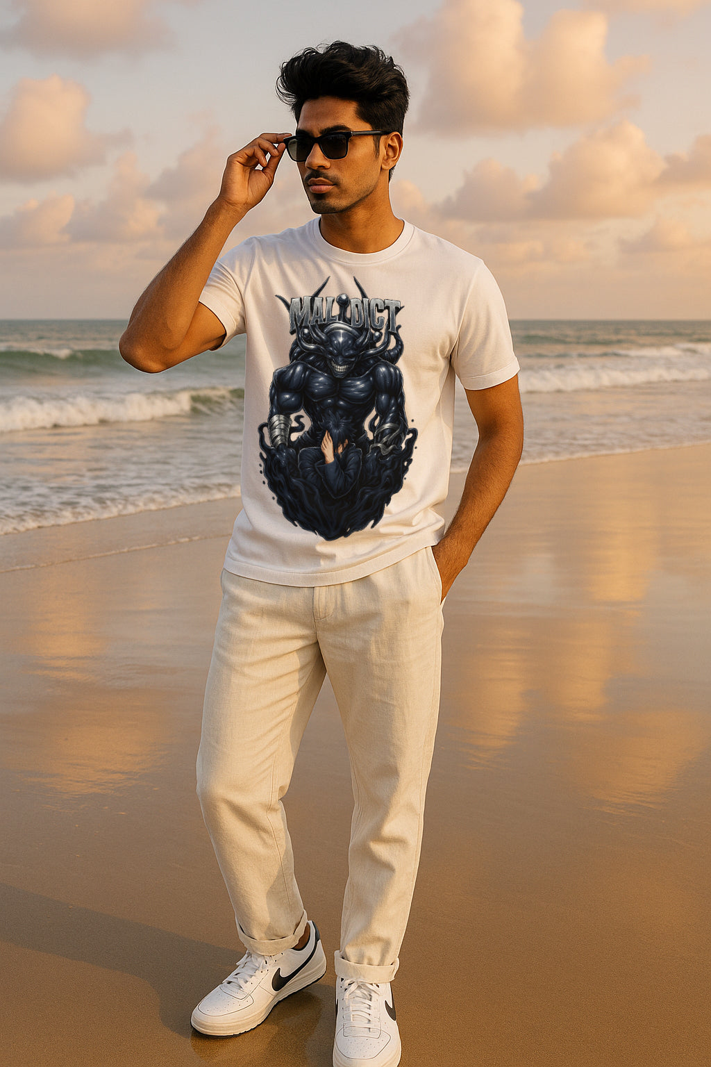 “Malidict” Cursed Spirit Anime Graphic T-Shirt – Dark Demon Art, 100% Cotton Regular Fit Streetwear Tee