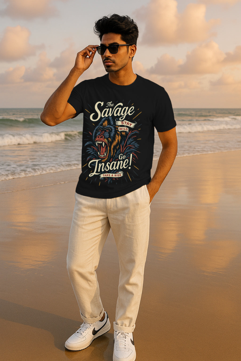 Savage “Stay Wild Go Insane” Graphic T-Shirt | 100% Cotton Regular Fit