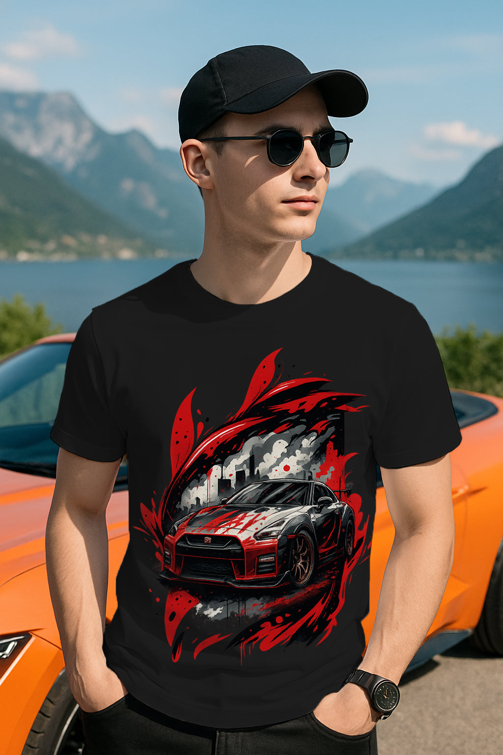 “Redline Drift” JDM Supercar Graphic T-Shirt – Street Racing Art, 100% Cotton Regular Fit Tee