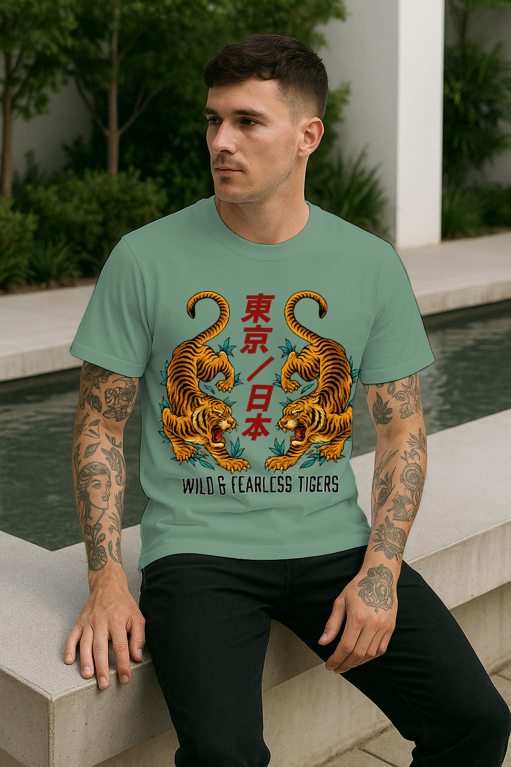“Tokyo Tigers” Japanese Kanji Graphic T-Shirt – Wild & Fearless Tiger Streetwear, 100% Cotton Regular Fit Tee