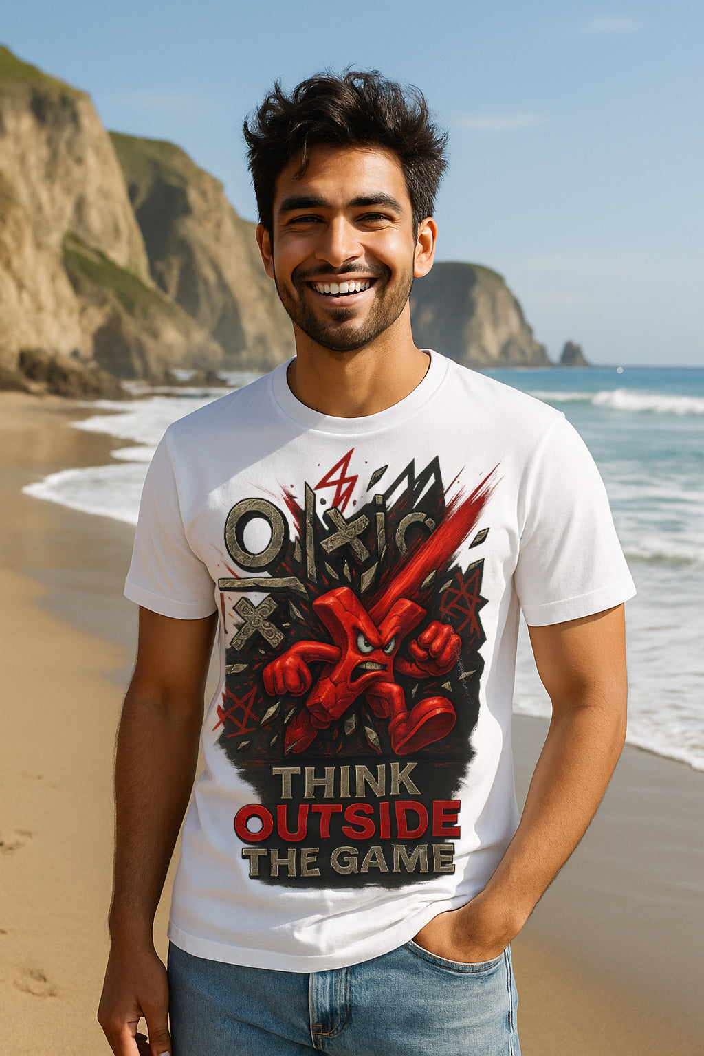 Think Outside the Game Graphic T-Shirt | Gamer Tee, 100% Cotton Regular Fit