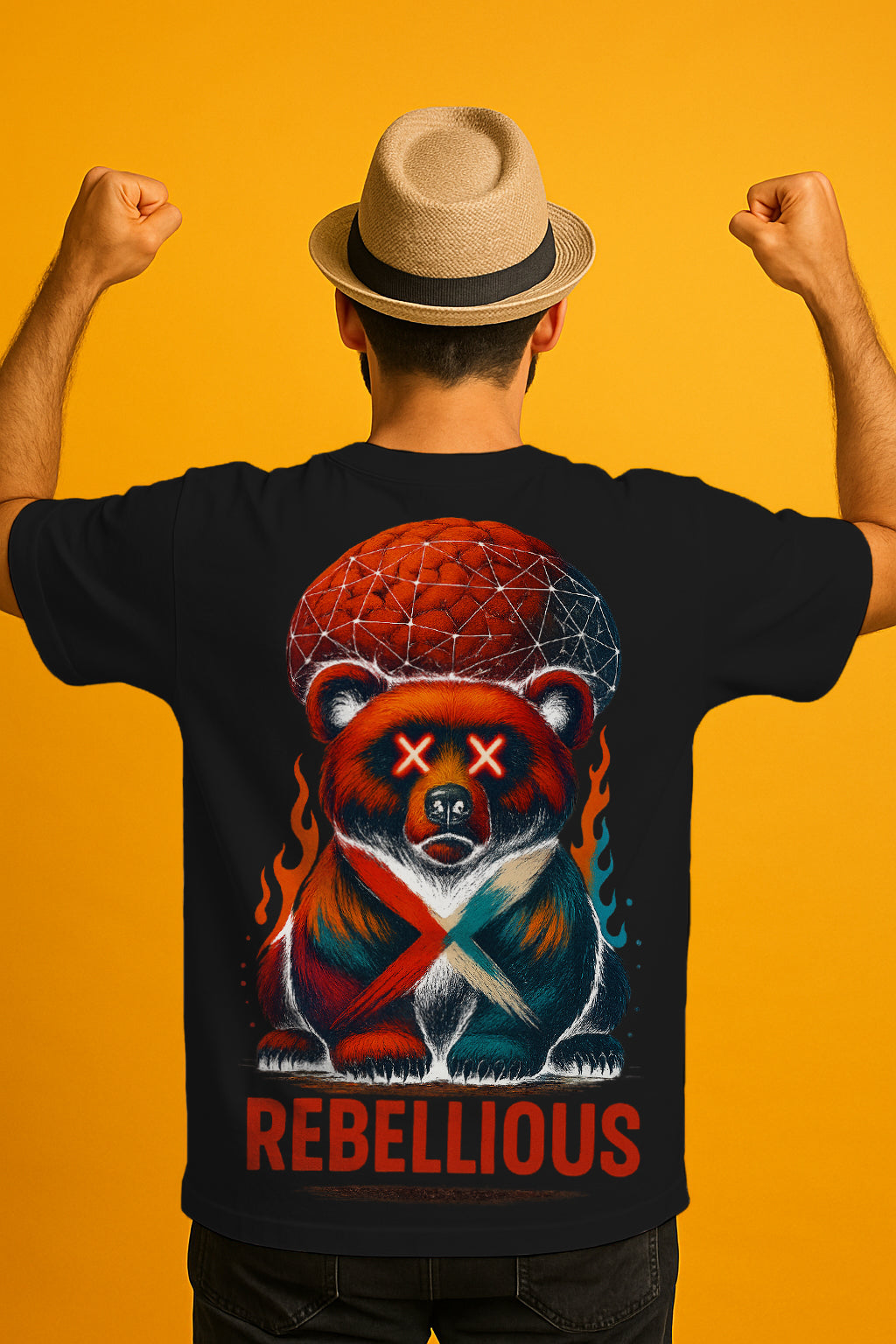 Streetwear Bear Print Tee for Men