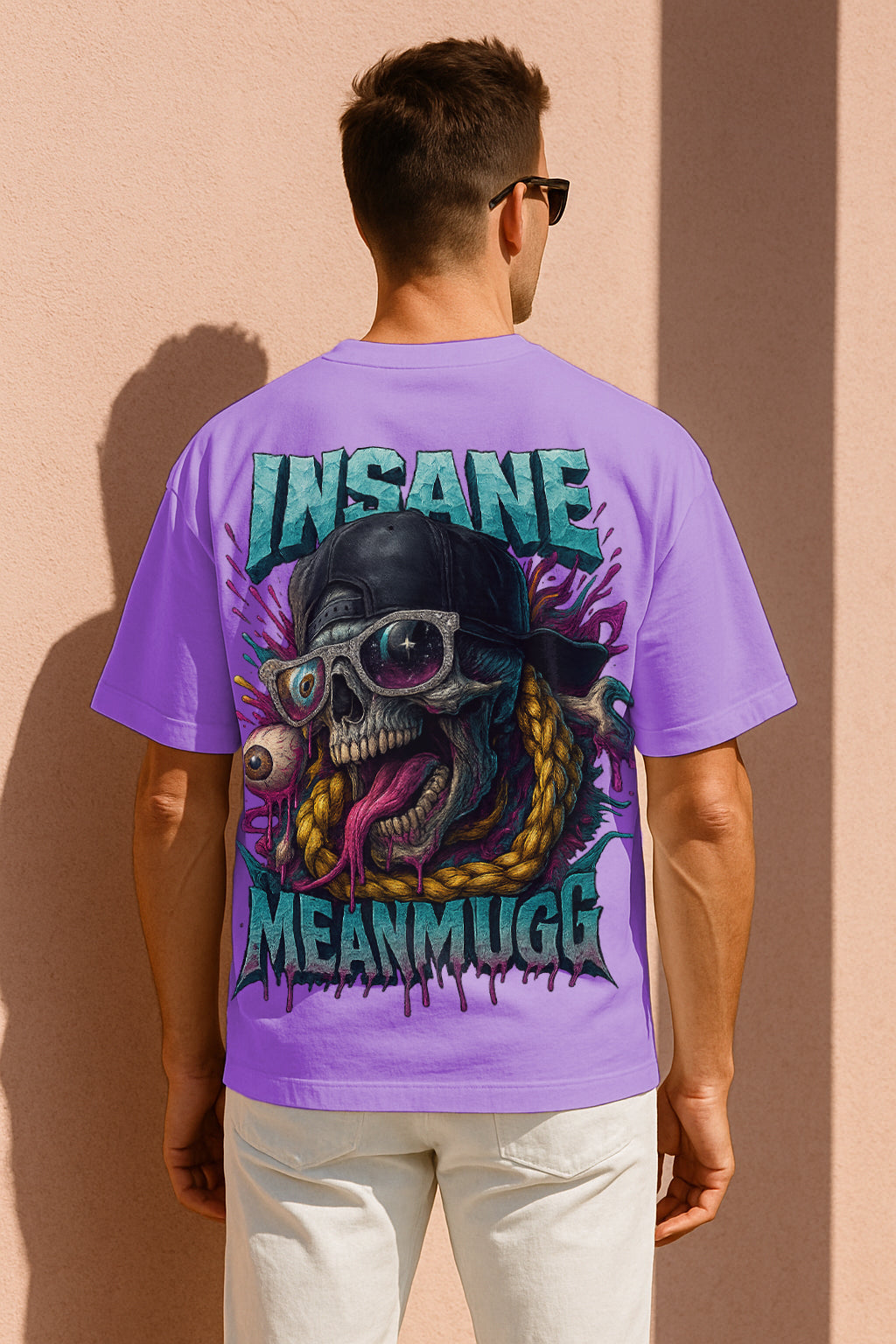 Oversized Insane MeanMugg Graphic T-Shirt – Premium 240 GSM Cotton Streetwear Tee with Skull & Hip Hop Design for Men