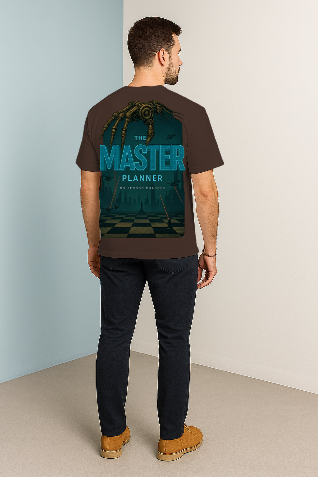 The Master Planner Oversized T-Shirt – 240 GSM 100% Terry Cotton | Streetwear Chess Inspired Graphic Tee for Men