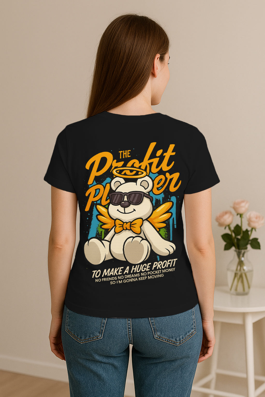 Profit Player Oversized Women’s Graphic T-Shirt – Premium 240 GSM Cotton Streetwear Tee