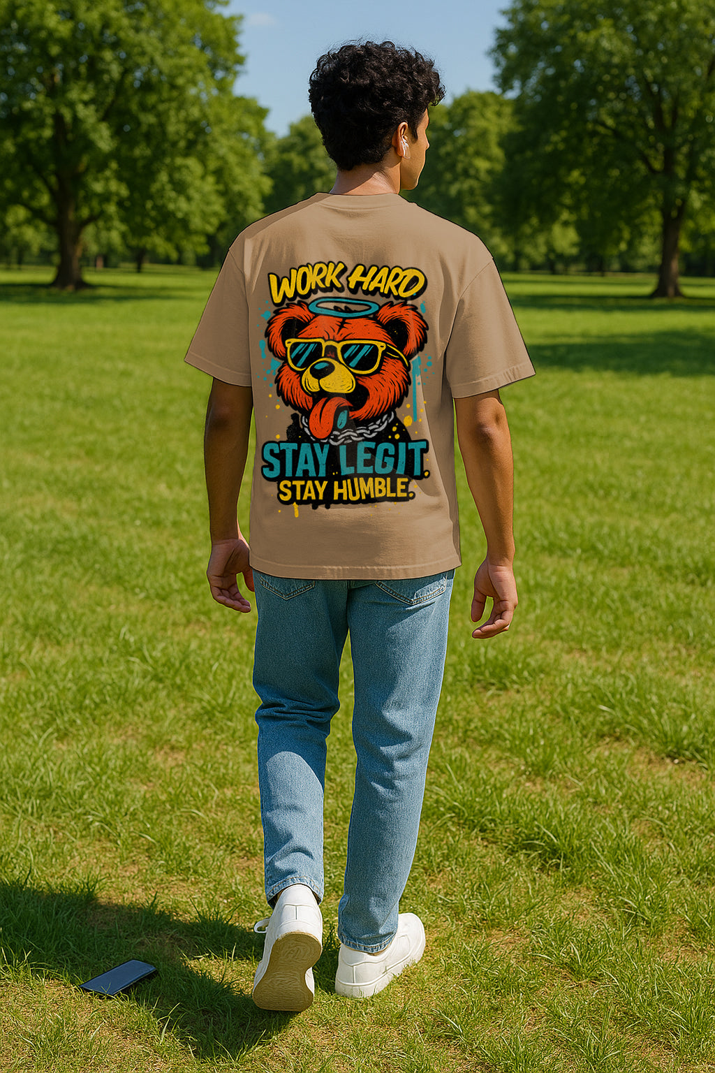 Work Hard Stay Legit Oversized T-Shirt – Streetwear Graphic Tee for Men & Women | 240 GSM Terry Cotton