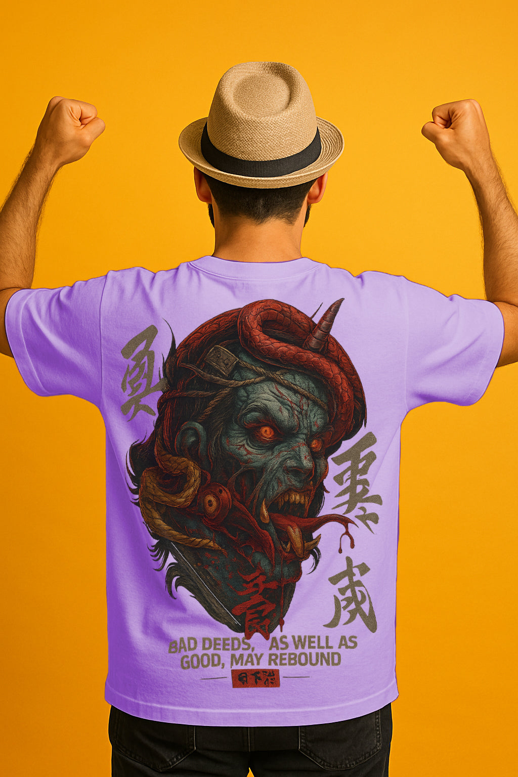 Samurai Oni Warrior Oversized Graphic T-Shirt – 240 GSM Premium Cotton Streetwear