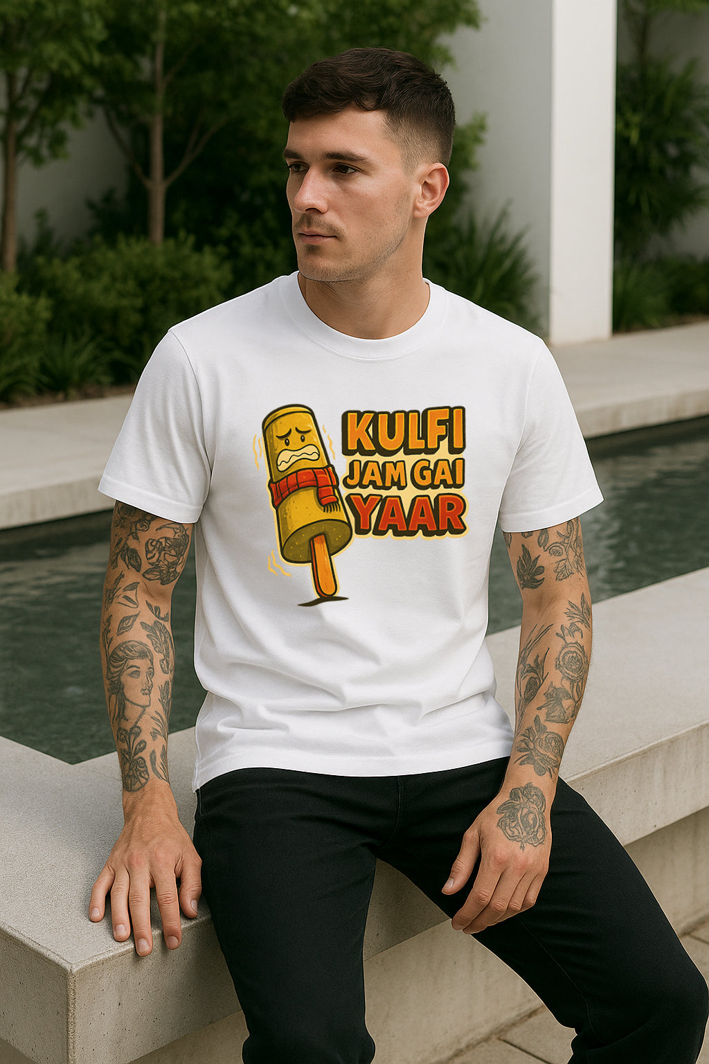 Kulfi Jam Gai Yaar Funny Hindi Graphic T-Shirt | 100% Cotton Regular Fit