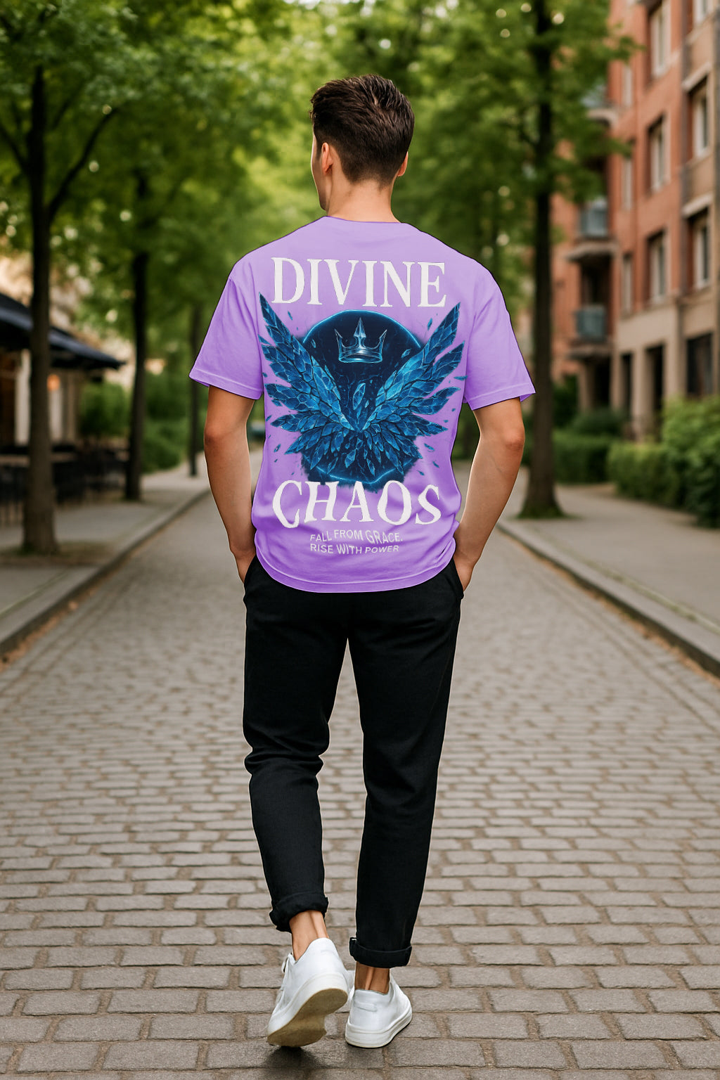 Divine Chaos Oversized T-Shirt – Premium 240 GSM Terry Cotton Streetwear for Bold Style