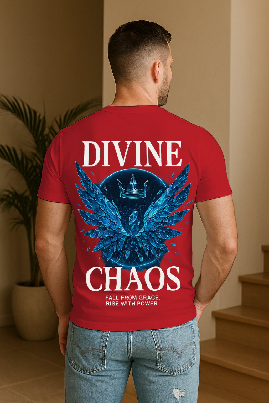 Regular Fit Divine Chaos Wings Graphic T-Shirt (Front & Back Print) | 100% Cotton