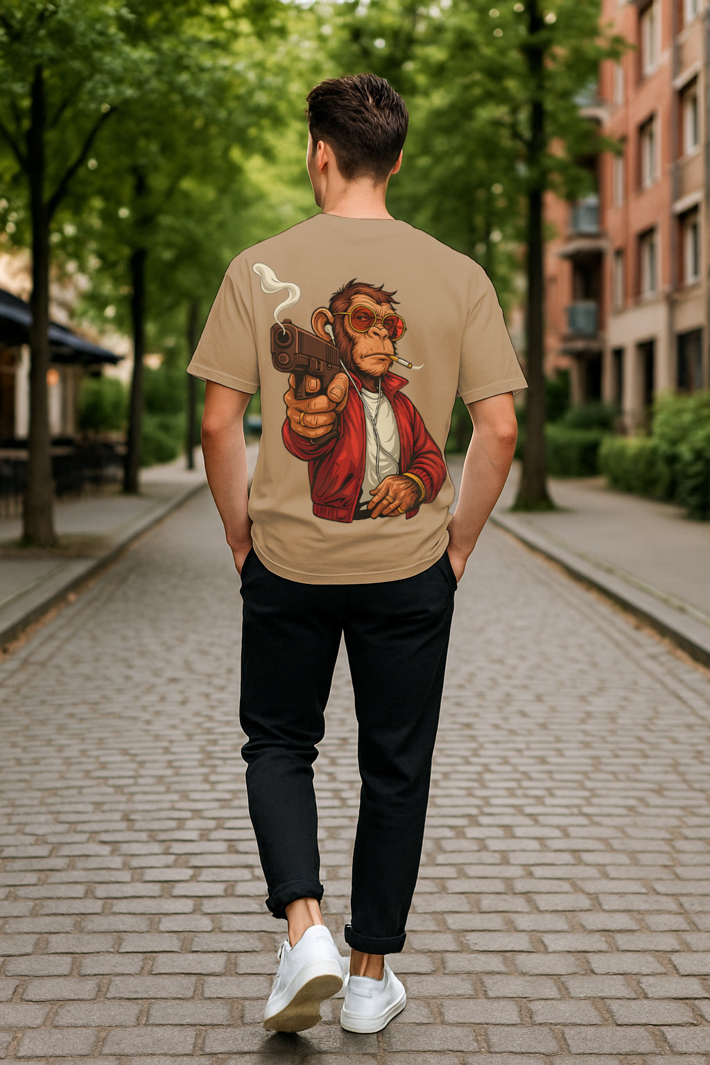 Gangster Ape Oversized Graphic T-Shirt – Streetwear No Mercy Edition | 240 GSM Premium Cotton