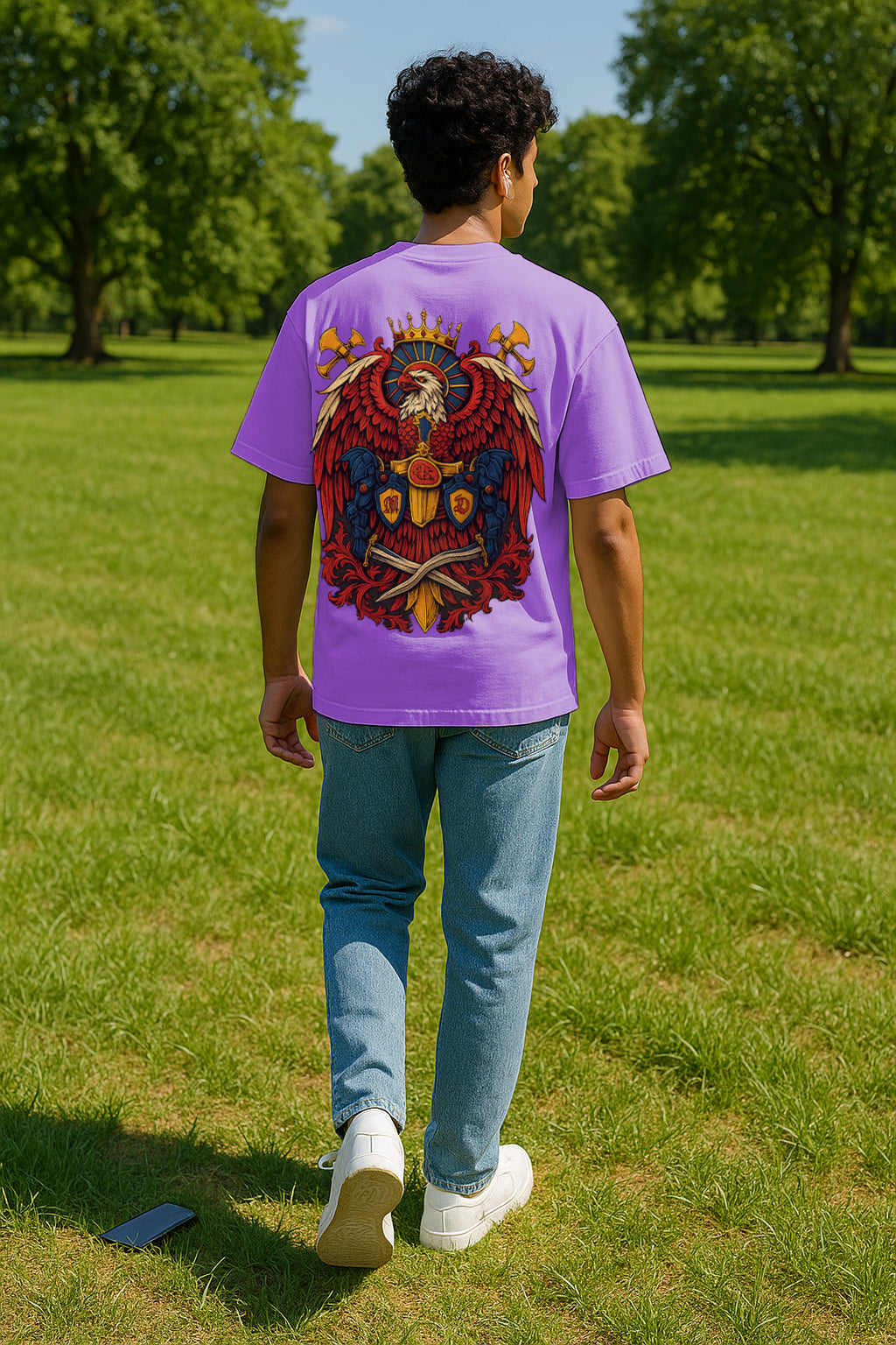 Crowned Eagle Graphic Oversized Streetwear T-Shirt – Premium 240 GSM Cotton