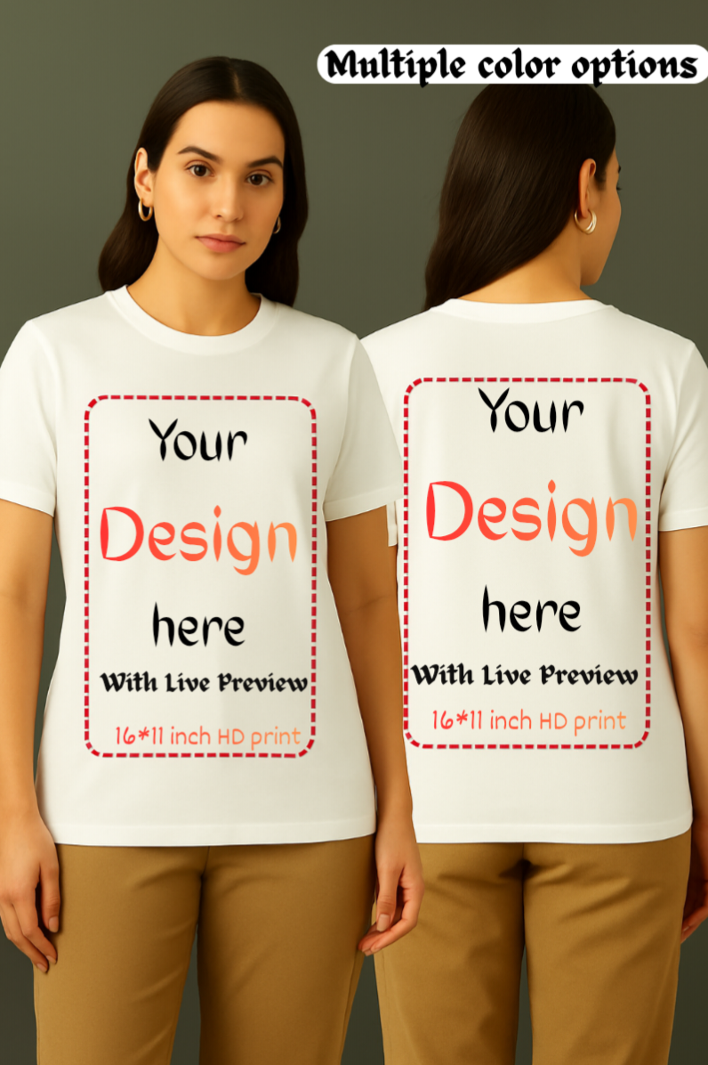 100% Cotton Customizable Women's T-shirt (180gsm) - Premium HD+ Print