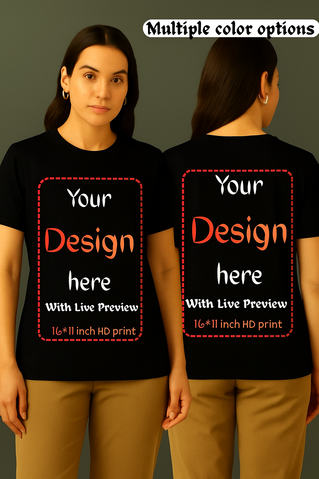 100% Cotton Customizable Women's T-shirt (180gsm) - Premium HD+ Print