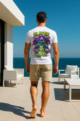 Graphic Slayer Skate T-Shirt | Drippy Skull & Crossed Boards Design, 100% Cotton Regular Fit