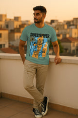 Regular Fit for Men Sidestepper Abstract Faces Graphic T-Shirt | Modern Art Streetwear Tee | 180 GSM 100% Cotton