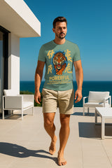 Powerful Tiger Motivational Graphic T-Shirt | Japanese Kanji Streetwear Tee | 100% Cotton Regular Fit | Unisex Graphic Tee for Men