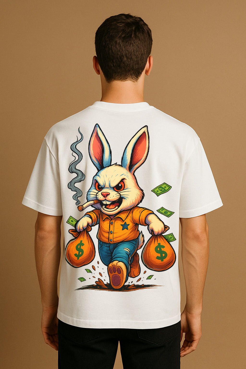 Oversized Money Bunny Graphic Tee | Heavyweight 240 GSM Cotton Streetwear