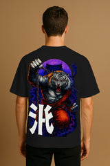 Samurai Tiger Oversized Graphic T-Shirt – 240 GSM Heavyweight Streetwear Tee for Bold Style & Urban Fashion