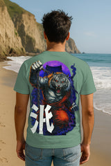 “Samurai Tiger” Back Graphic T-Shirt – Japanese Warrior Print, 100% Cotton Regular Fit Streetwear Tee