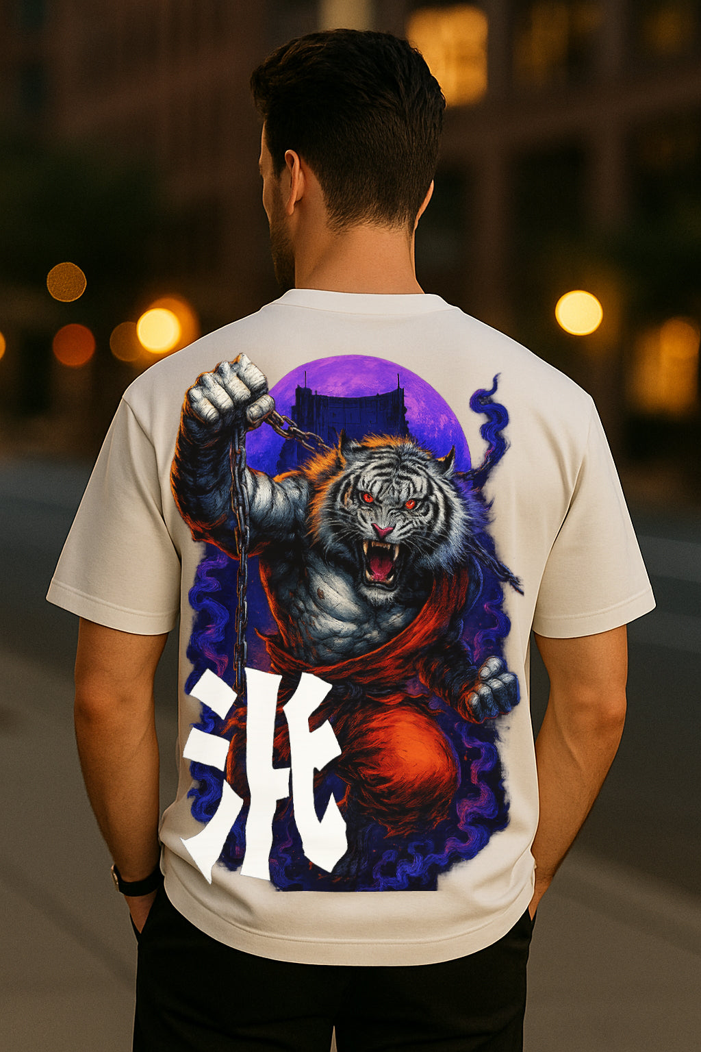 Samurai Tiger Oversized Graphic T-Shirt – 240 GSM Heavyweight Streetwear Tee for Bold Style & Urban Fashion