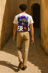 “Samurai Tiger” Back Graphic T-Shirt – Japanese Warrior Print, 100% Cotton Regular Fit Streetwear Tee