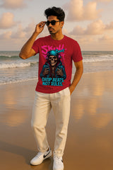 “Drop Beats, Not Rules” Skull DJ Graphic T-Shirt – Music Streetwear Tee, 100% Cotton Regular Fit