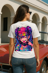 Neon Wink Anime Girl Graphic T-Shirt for Women – Kawaii Harajuku Streetwear Tee