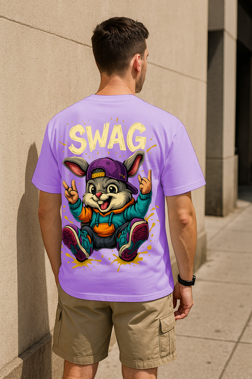 Oversized Swag Bunny Graphic T-Shirt