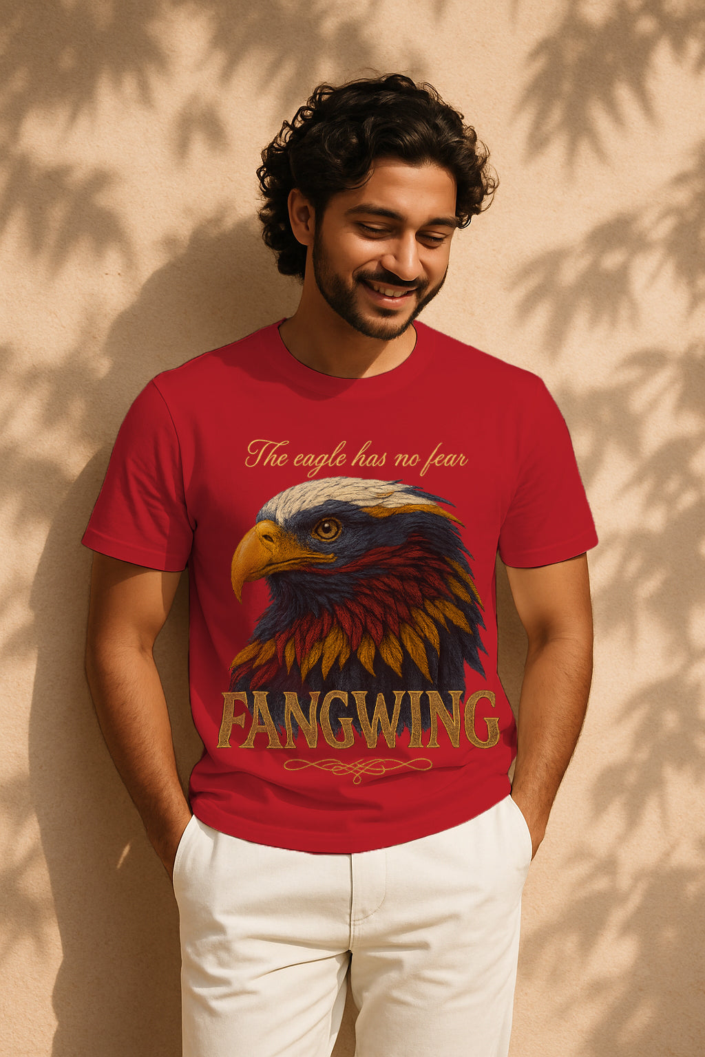 “Fangwing Eagle” Graphic T-Shirt – “The Eagle Has No Fear” Vintage Style, 100% Cotton Regular Fit Streetwear Tee