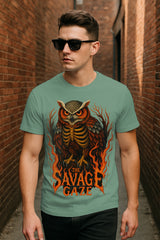 Regular Fit Savage Gaze Flaming Owl Graphic T-Shirt – 100% Cotton  Streetwear Tee