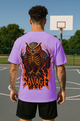 Savage Gaze Owl Oversized Graphic T-Shirt – Streetwear Statement Tee in Premium 240 GSM Terry Cotton