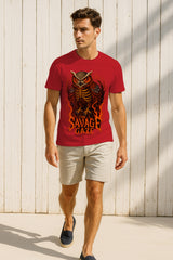 Regular Fit Savage Gaze Flaming Owl Graphic T-Shirt – 100% Cotton  Streetwear Tee