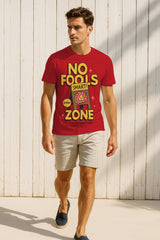 “No Fools Zone” Smart Brain Graphic T-Shirt – Funny Slogan Streetwear, 100% Cotton Regular Fit