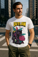 “Outlaw Panther” Jungle Graphic T-Shirt – 100% Cotton Regular Fit Streetwear Tee