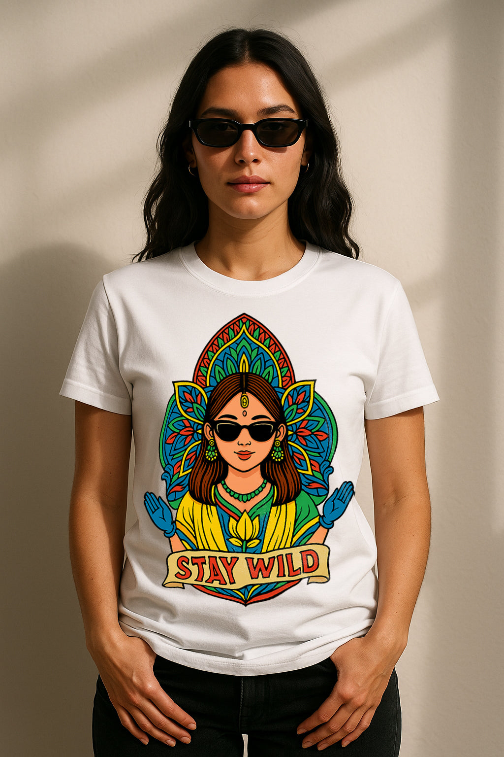 Stay Wild Boho Women’s Graphic T-Shirt – Mandala Retro Festival Tee