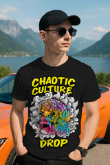 “Chaotic Culture Drop” Psychedelic Mask Graphic T-Shirt – 100% Cotton Regular Fit Streetwear Tee