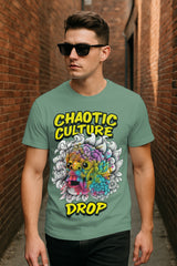 “Chaotic Culture Drop” Psychedelic Mask Graphic T-Shirt – 100% Cotton Regular Fit Streetwear Tee