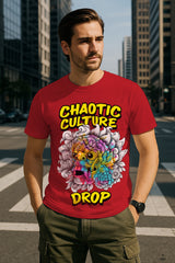 “Chaotic Culture Drop” Psychedelic Mask Graphic T-Shirt – 100% Cotton Regular Fit Streetwear Tee