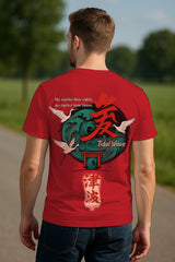 “Tidal Wave” Japanese Back Graphic T-Shirt – Kanji Wave, Torii & Crane Print, 100% Cotton Regular Fit Streetwear Tee