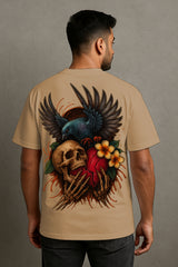 Gothic Skull & Crow Graphic T-Shirt