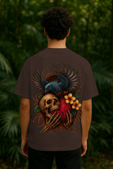 Gothic Skull & Crow Graphic T-Shirt