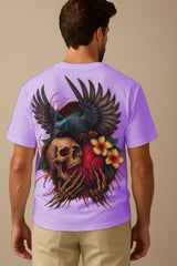 Gothic Skull & Crow Graphic T-Shirt