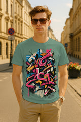 “Neon Graffiti” Urban Street Art Graphic T-Shirt – 100% Cotton Regular Fit Streetwear Tee